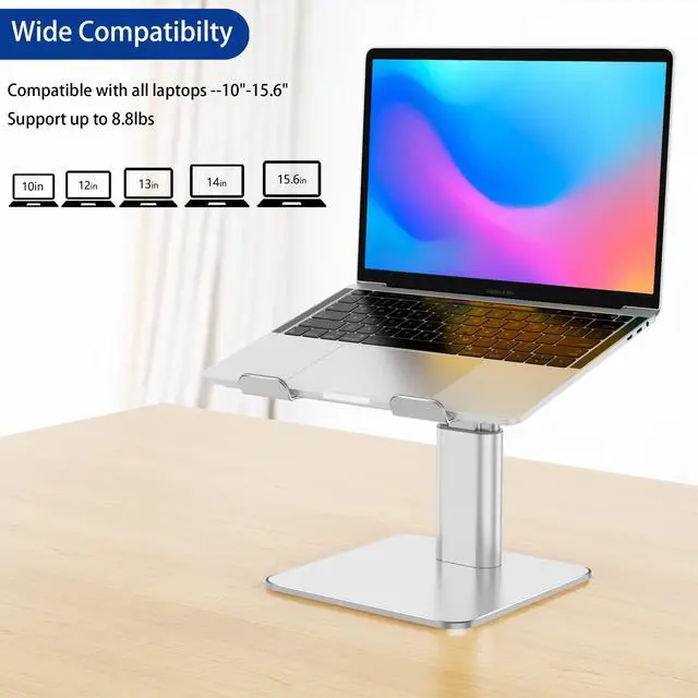 Alt view image 3 of 7 - LSX6N Laptop Stand, Ergonomic Adjustable Notebook Riser, Computer Holder, Laptop Mount Compatible with 10-15.6" Laptops, Silver