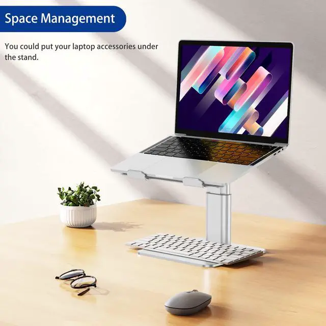 Alt view image 6 of 7 - LSX6N Laptop Stand, Ergonomic Adjustable Notebook Riser, Computer Holder, Laptop Mount Compatible with 10-15.6" Laptops, Silver