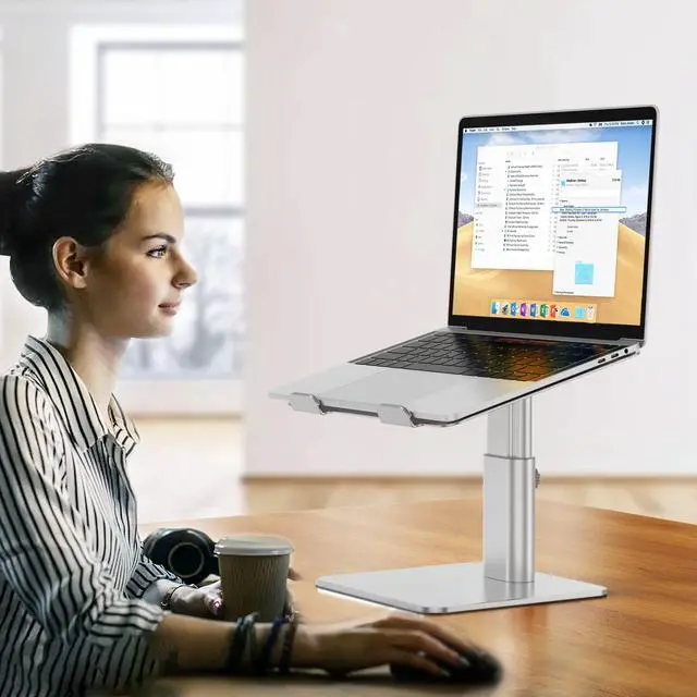 Alt view image 7 of 7 - LSX6N Laptop Stand, Ergonomic Adjustable Notebook Riser, Computer Holder, Laptop Mount Compatible with 10-15.6" Laptops, Silver