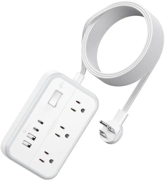 Main image of Extension Cord 15 ft, Power Strip with 6 Outlets 4 USB Charger(2 USB C Port), Flat Plug Outlet Extender Long Cord, Protection for Indoor, Home, Office Supplies, Dorm Room Essentials