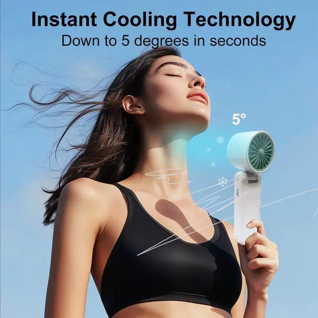 Alt view image 5 of 6 - Portable Handheld Fan, Turbo Hand Fan with 1-100 Speed Adjustable USB Rechargeable, Powerful Instant Cooling Personal Mini Fan for Travel, Outdoor, Camping, White