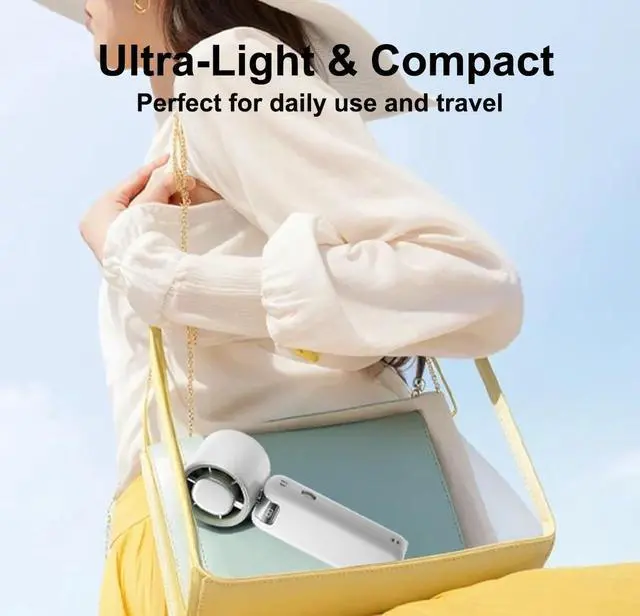 Alt view image 6 of 6 - Portable Handheld Fan, Turbo Hand Fan with 1-100 Speed Adjustable USB Rechargeable, Powerful Instant Cooling Personal Mini Fan for Travel, Outdoor, Camping, White