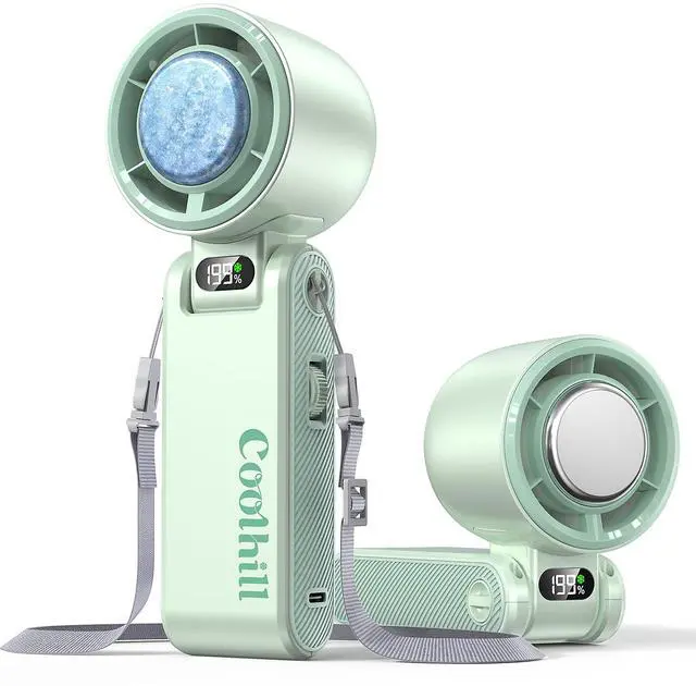 Main image of Pro Handheld Portable Fan with Ice Cooler: 199-Speed 5500mAh Rechargeable Handheld Fan, 12H Time Hand Cooling Personal Fans with 20000 RPM Air Turbo Tech for Travel Outdoor (Green)