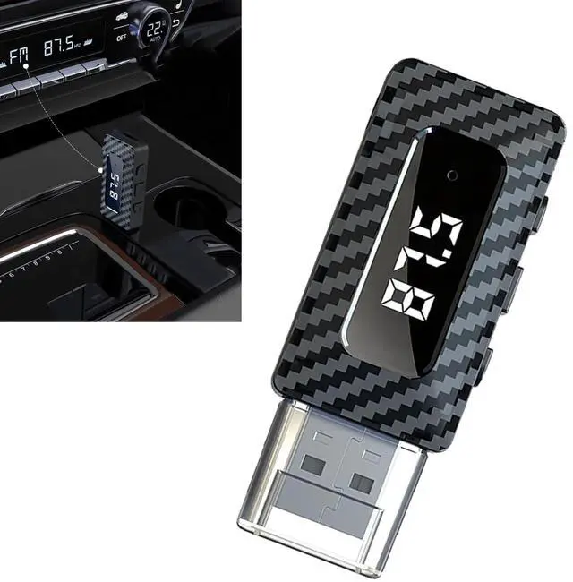 Main image of Car USB Bluetooth Receiver, 5.3 Chip Wireless FM Transmitter with LED Display, Adjustable Audio Adapter with USB Interface and 0.13" Jack, Universal Modification for Stereo System (Black)