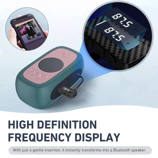 Alt view image 6 of 7 - Car USB Bluetooth Receiver, 5.3 Chip Wireless FM Transmitter with LED Display, Adjustable Audio Adapter with USB Interface and 0.13" Jack, Universal Modification for Stereo System (Black)