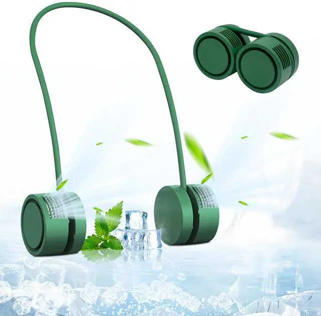 Main image of Portable Neck Fan, Hands-Free Bladeless Fan, USB Rechargeable Wearable Cooling Personal Fan, 3-speed Adjustable Strong Wind, Suitable for Men and Women Outdoor and Indoor Use. (Green)
