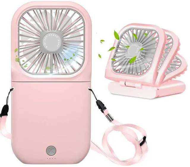 Main image of Portable Neck Fan Mini Quiet Handheld Personal 0-180° Foldable USB Rechargeable Fan Operated for Home Office Outdoor Travel, 3000mAh Power Bank Hands Free Necklace Fans