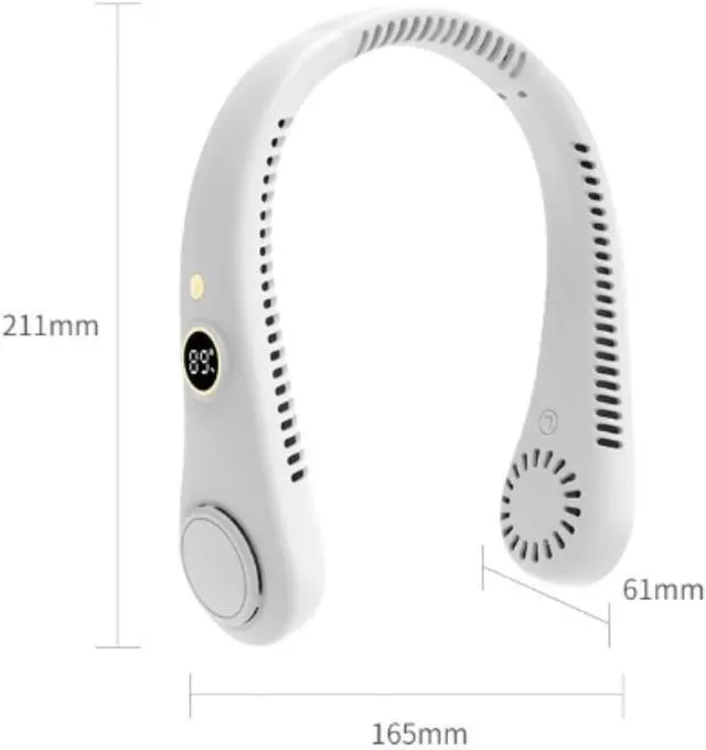 Alt view image 4 of 7 - Vaneless Hanging Neck Fan, Portable Hands-Free Fan with 5 Adjustable Speeds, USB Rechargeable, Quiet & Lightweight for Indoor/Outdoor, Travel, Sports (BLACK)