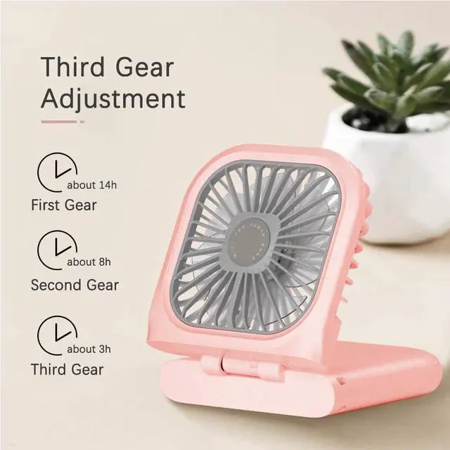 Alt view image 3 of 7 - Portable Neck Fan Mini Quiet Handheld Personal 0-180° Foldable USB Rechargeable Fan Operated for Home Office Outdoor Travel, 3000mAh Power Bank Hands Free Necklace Fans