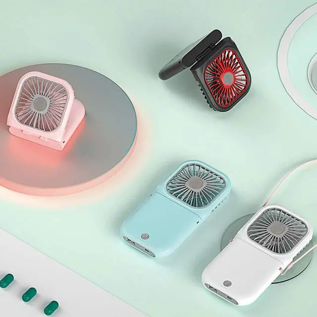 Alt view image 6 of 7 - Portable Neck Fan Mini Quiet Handheld Personal 0-180° Foldable USB Rechargeable Fan Operated for Home Office Outdoor Travel, 3000mAh Power Bank Hands Free Necklace Fans