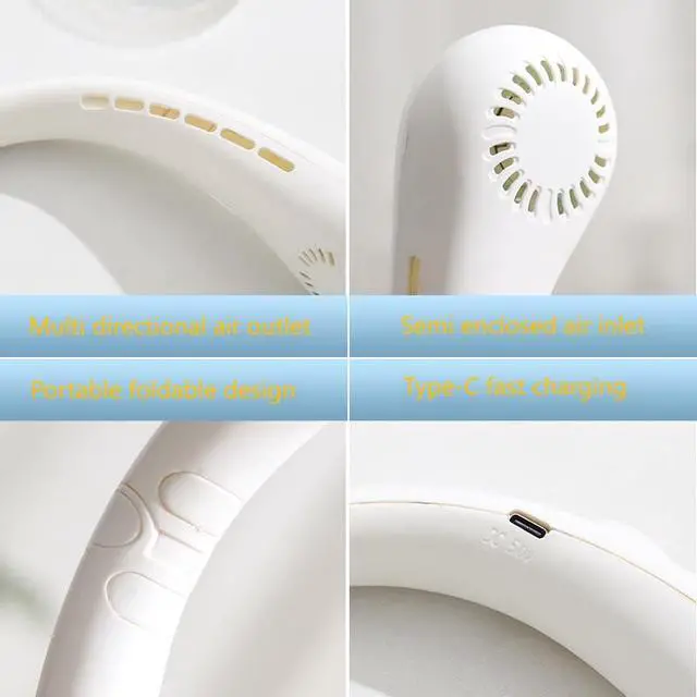 Alt view image 7 of 7 - Multi Functional Rechargeable Neck Fan with LED Display Screen, A New Five Mode Portable Fan for Work and Life.