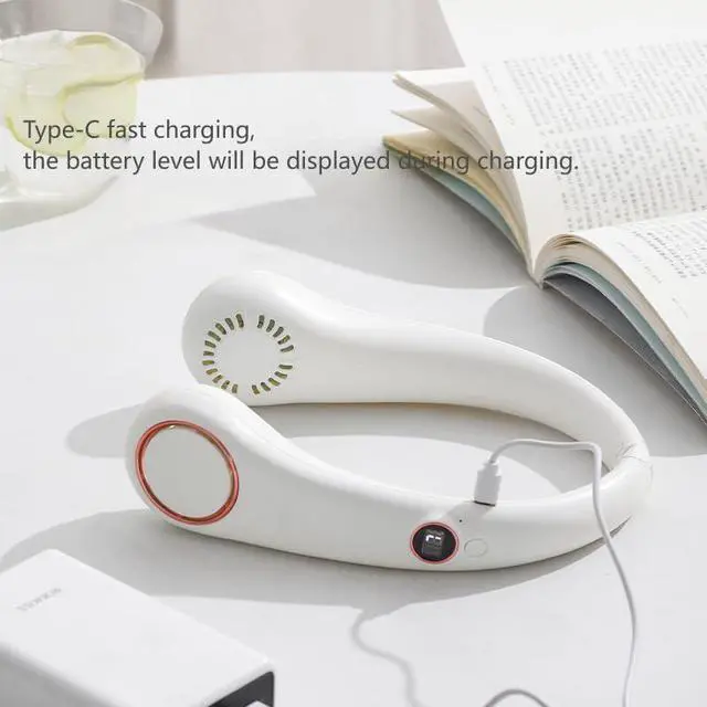 Alt view image 5 of 7 - Multi Functional Rechargeable Neck Fan with LED Display Screen, A New Five Mode Portable Fan for Work and Life.