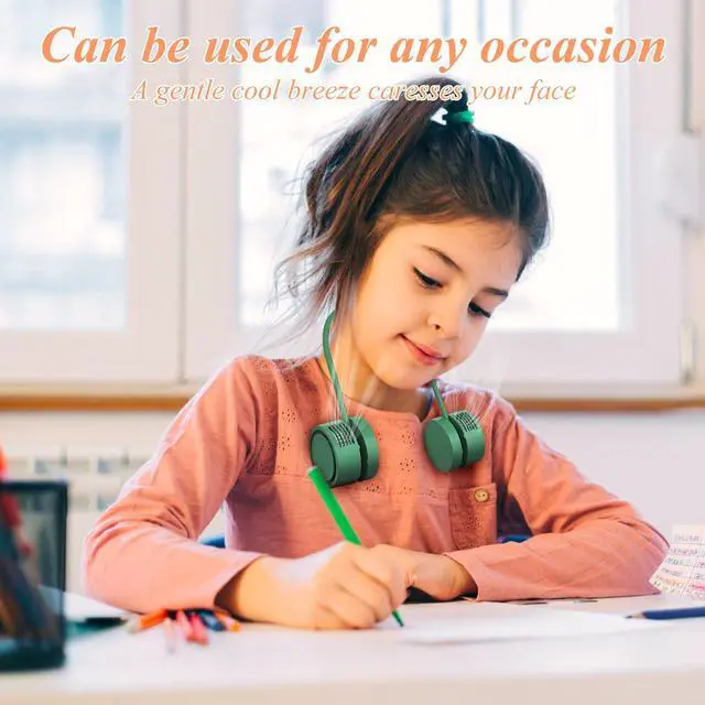 Alt view image 5 of 7 - Portable Neck Fan, Hands-Free Bladeless Fan, USB Rechargeable Wearable Cooling Personal Fan, 3-speed Adjustable Strong Wind, Suitable for Men and Women Outdoor and Indoor Use. (Green)