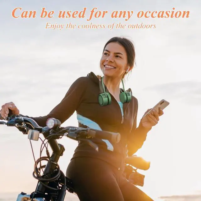 Alt view image 6 of 7 - Portable Neck Fan, Hands-Free Bladeless Fan, USB Rechargeable Wearable Cooling Personal Fan, 3-speed Adjustable Strong Wind, Suitable for Men and Women Outdoor and Indoor Use. (Green)