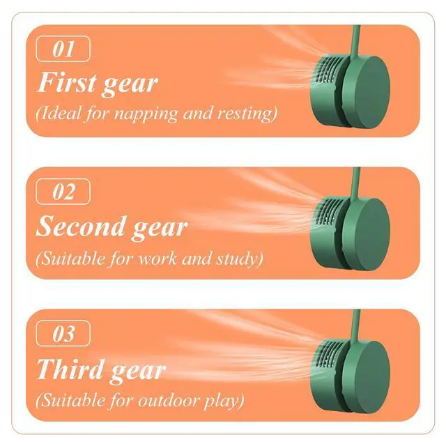 Alt view image 7 of 7 - Portable Neck Fan, Hands-Free Bladeless Fan, USB Rechargeable Wearable Cooling Personal Fan, 3-speed Adjustable Strong Wind, Suitable for Men and Women Outdoor and Indoor Use. (Green)
