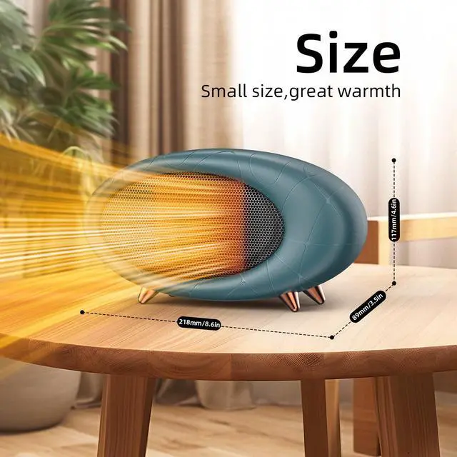 Alt view image 5 of 7 - Space Heater, 600W Small Desk Heater for Indoor Use,Fast Safety Personal Desktop Heaters for Bedroom Table Home Office(Olive Green)