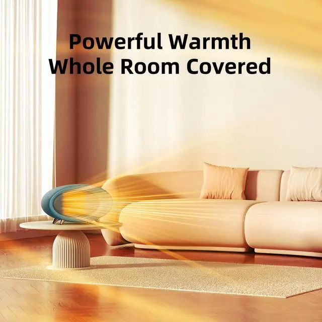Alt view image 7 of 7 - Space Heater, 600W Small Desk Heater for Indoor Use,Fast Safety Personal Desktop Heaters for Bedroom Table Home Office(Olive Green)