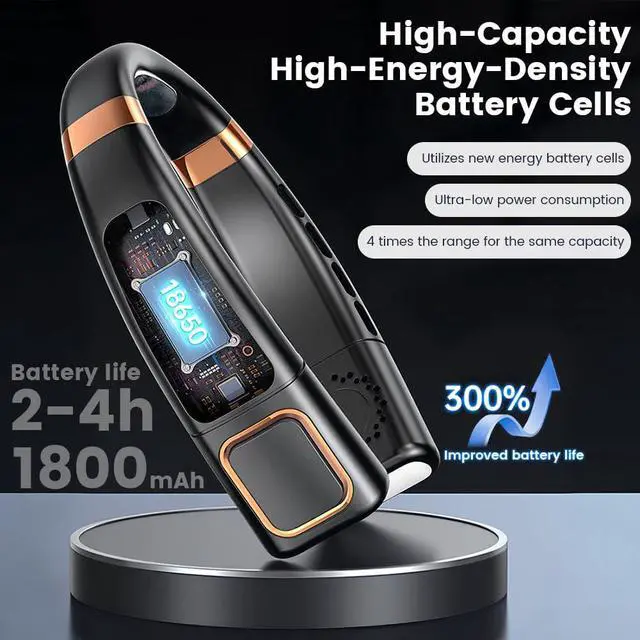 Alt view image 5 of 7 - Portable Neck Fan Rechargeable, Ice Porcelain Slab Design, 5 Speeds Neck Cooler, No Hair Twisting, Air Volume on 2 Sides, with LED Digital Display & Ambient Lighting
