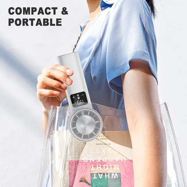 Alt view image 6 of 7 - Portable Handheld Turbo Fan, Rechargeable Hand Cooling Fan,One Key Ice Cooling Pad,Perfect for Travel Camping,199 Speeds.(White body+silver cover)
