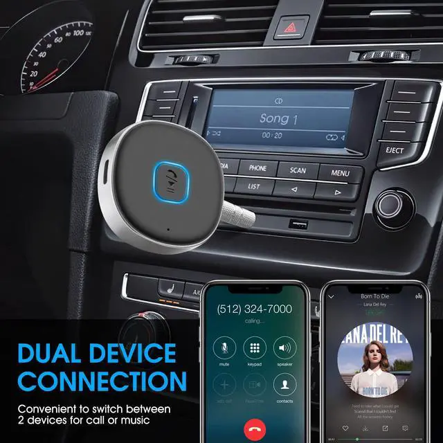Alt view image 4 of 7 - Bluetooth Receiver, LAICOMEIN Portable 3.5mm Aux Car Adapter, Bluetooth Wireless Audio Receiver for Car/Home Stereo/Wired Headphones/Speaker, 16H Battery Life