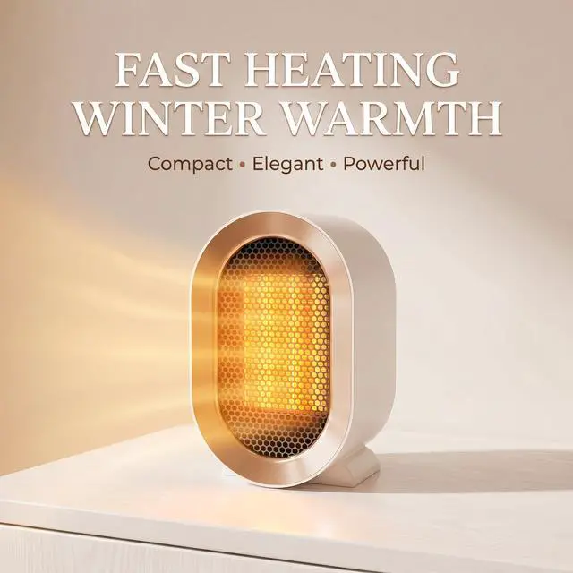 Alt view image 2 of 7 - Indoor Electric Portable Space Heater, 1200W Personal Desk Heater, Fast Quiet Heating Ceramic with Thermostat for Large Room,Bedroom and Office Use (White)