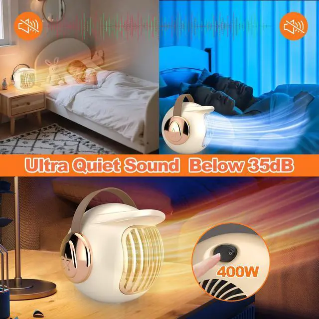Alt view image 3 of 7 - Space Heater, Portable Heaters 400W Mini Warmer