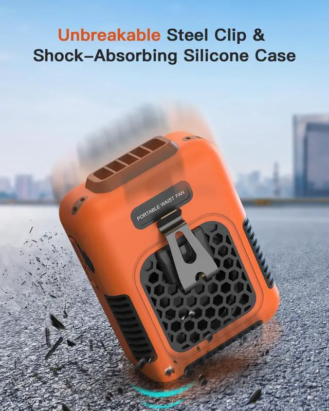 Alt view image 5 of 6 - Cooling Waist Fan w/Steel Clip and Silicone Sleeve, Under Shirt Fan Clip On, 24H Personal Fan, 3 Speeds Cooling Belt Fan, Rechargeable Body Fan for Outdoor, Travel, Gift for Workers in Heat