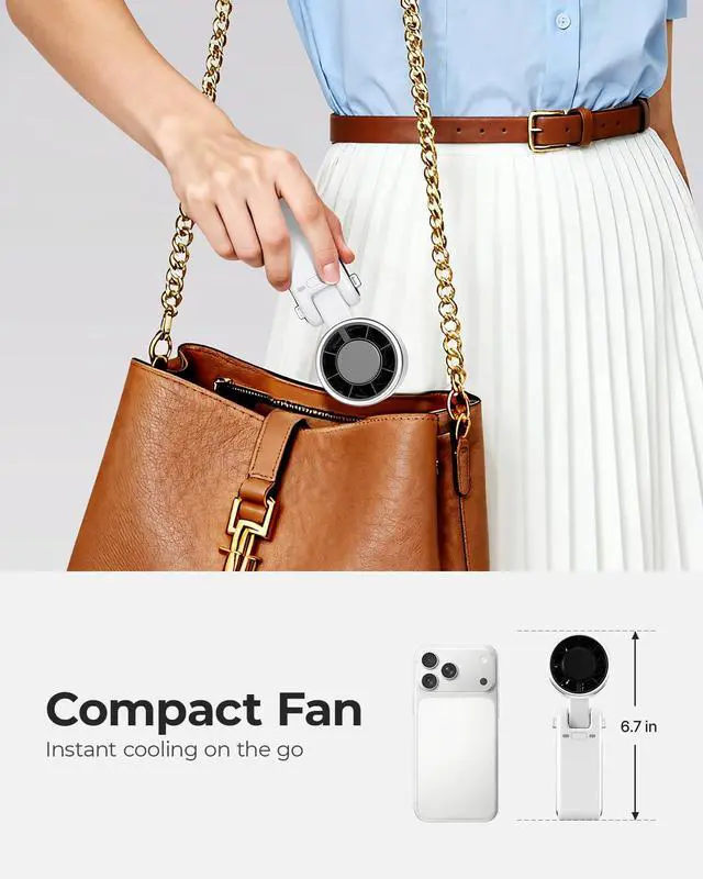 Alt view image 6 of 7 - Portable Handheld Turbo Fan - 5 Gear High Speed 4000mAh Rechargeable Mini Personal Hand Fan Blow Cold Air, Battery Operated Travel Essentials, Beach Vacation, Gifts for Women, Men (White)