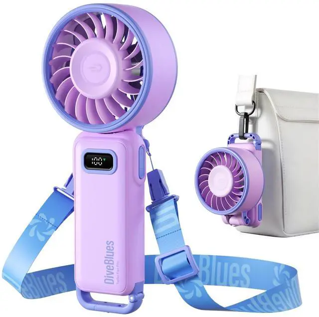 Main image of Portable Turbo Fan, Purple Personal Neck Fan, Small Travel Fan