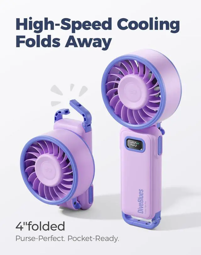 Alt view image 3 of 7 - Portable Turbo Fan, Purple Personal Neck Fan, Small Travel Fan