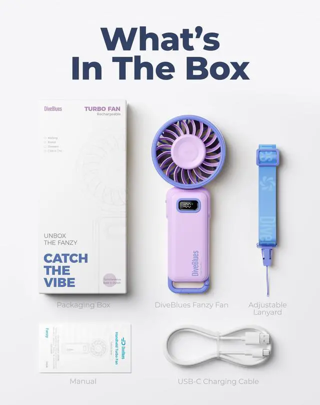 Alt view image 7 of 7 - Portable Turbo Fan, Purple Personal Neck Fan, Small Travel Fan