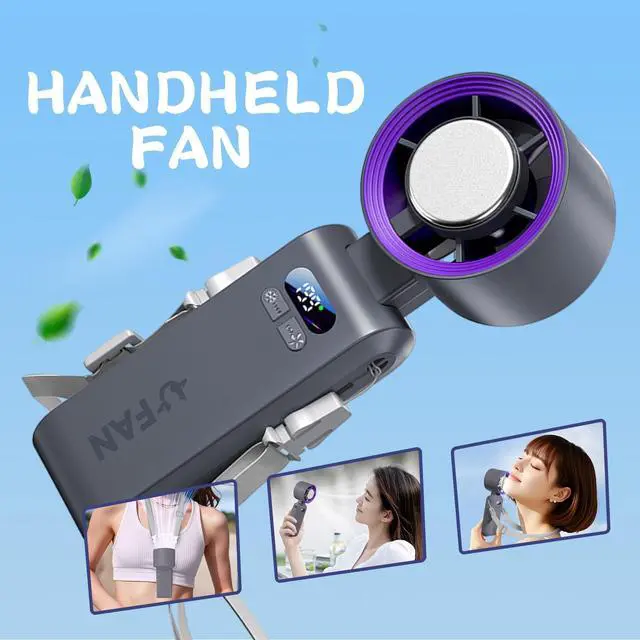 Alt view image 4 of 7 - Handheld Fan, Portable Handheld Fan with Ice Function, mini personal fan, Turbo Powerful Rechargeable Fans,1-199 Speed, Foldable, for Women Men Outdoor Indoor travel essentials(Grey)