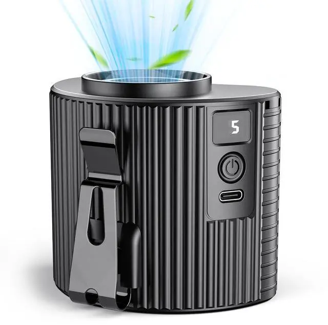 Main image of Portable Mini Waist Fan with LED Display, Personal Cool Clip Belt Fan with 5 Speeds, 11000 RPM Strong Airflow, Under shirt Clip with 21H Use Time, Wearable Belt Design for Blue Collar, Jobsite