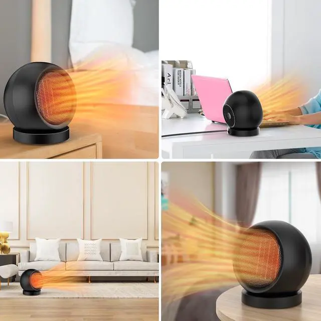 Alt view image 7 of 7 - Desk Heater,Small Space Heaters for Indoor Use,Safe and Quiet Desktop Heater for Bedroom Home Office(Black)