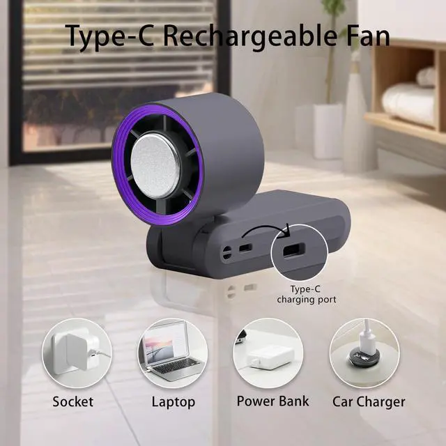 Alt view image 7 of 7 - Handheld Fan, Portable Handheld Fan with Ice Function, mini personal fan, Turbo Powerful Rechargeable Fans,1-199 Speed, Foldable, for Women Men Outdoor Indoor travel essentials(Grey)