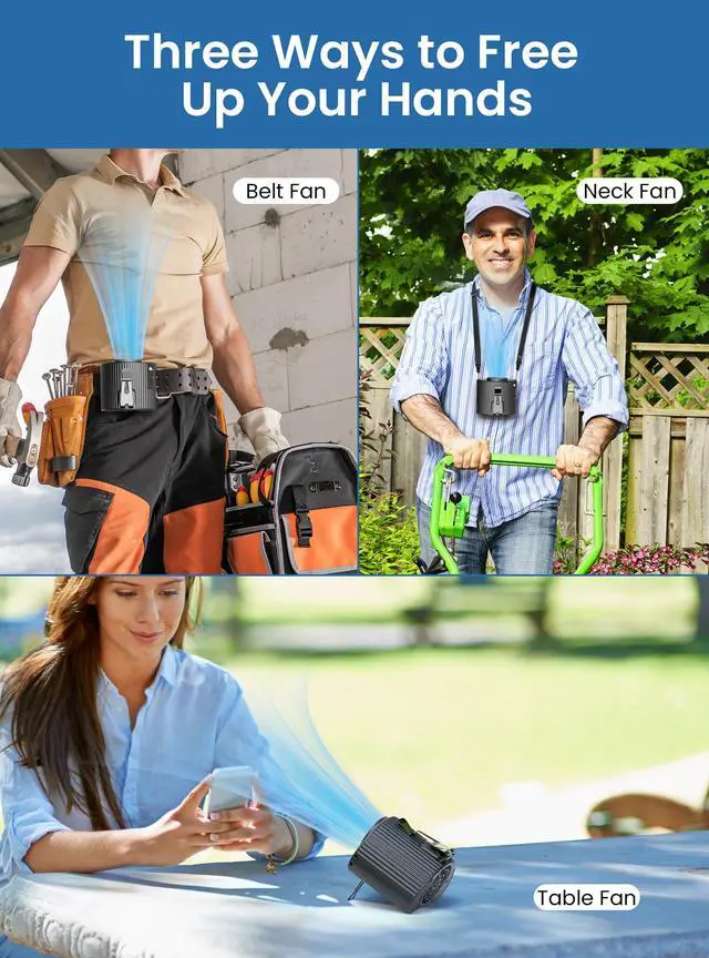 Alt view image 6 of 7 - Portable Mini Waist Fan with LED Display, Personal Cool Clip Belt Fan with 5 Speeds, 11000 RPM Strong Airflow, Under shirt Clip with 21H Use Time, Wearable Belt Design for Blue Collar, Jobsite