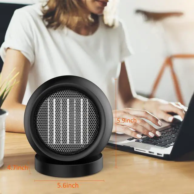 Alt view image 6 of 7 - Desk Heater,Small Space Heaters for Indoor Use,Safe and Quiet Desktop Heater for Bedroom Home Office(Black)
