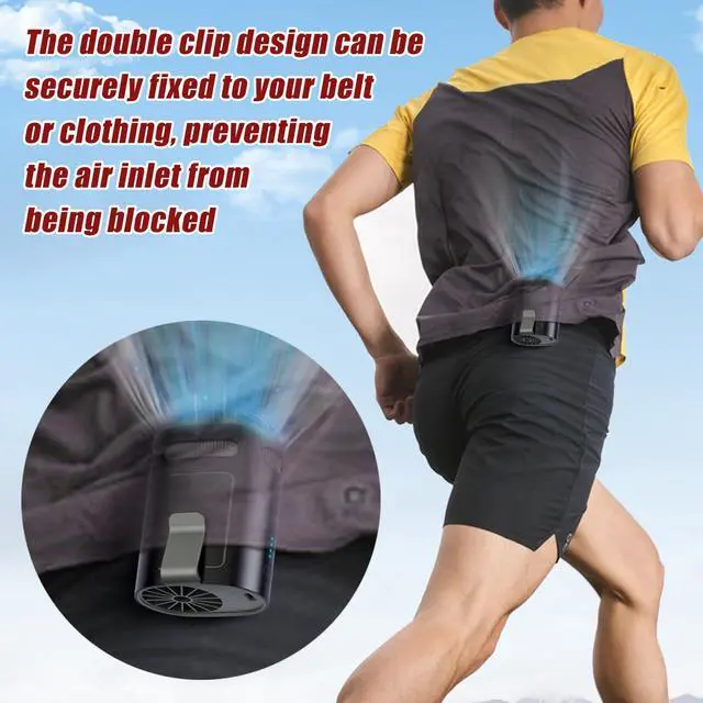 Alt view image 5 of 7 - Portable Waist Fan, Clip on Belt Personal Fan, 4-Speeds, Rechargeable, Hiking, Riding, Fishing, Hands-Free Neck Hanging for Hiker, Worker, Wearable Camping, Outdoor, Jobsite, Traveling