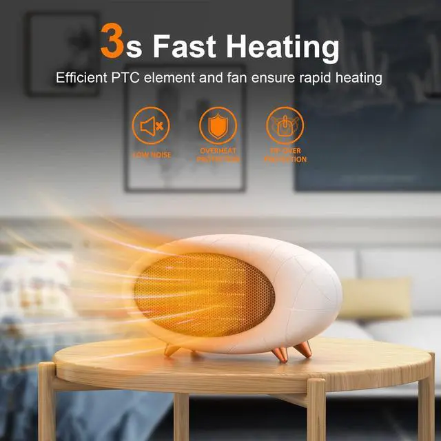 Alt view image 2 of 7 - Space Heater,Energy Efficient Desk heater for Indoor Use,PTC Fast Heating Ceramic Heater for Bedroom Home Office Indoor Use(White)