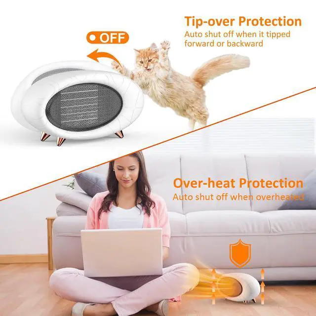 Alt view image 4 of 7 - Space Heater,Energy Efficient Desk heater for Indoor Use,PTC Fast Heating Ceramic Heater for Bedroom Home Office Indoor Use(White)