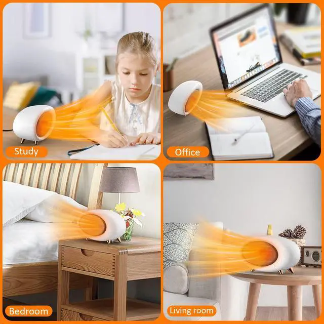 Alt view image 7 of 7 - Space Heater,Energy Efficient Desk heater for Indoor Use,PTC Fast Heating Ceramic Heater for Bedroom Home Office Indoor Use(White)