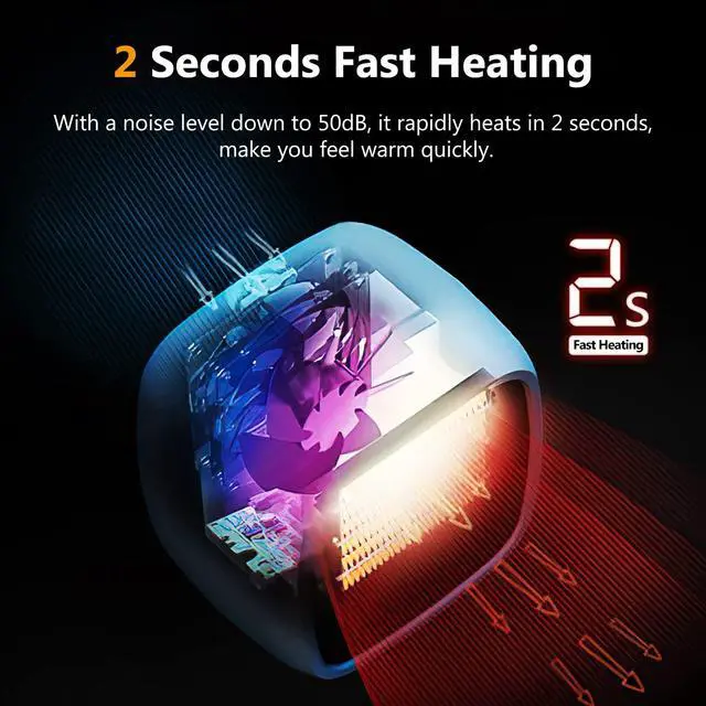 Alt view image 4 of 7 - Portable Space Heater 1000W/800W Ceramic Electric Heaters