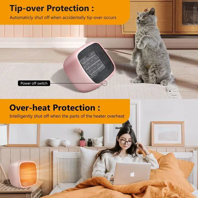 Alt view image 5 of 7 - Portable Space Heater 1000W/800W Ceramic Electric Heaters