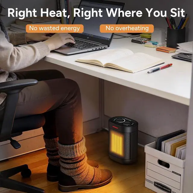Alt view image 3 of 7 - Ceramic Personal Space Heater for Office Desk & RV, 1000W/700W Low Wattage Electric Heater Under Desk, Circuit Friendly & Quiet Mini Heater for Feet & Hands