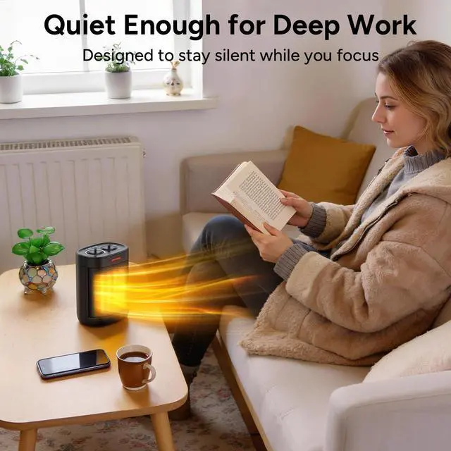 Alt view image 5 of 7 - Ceramic Personal Space Heater for Office Desk & RV, 1000W/700W Low Wattage Electric Heater Under Desk, Circuit Friendly & Quiet Mini Heater for Feet & Hands
