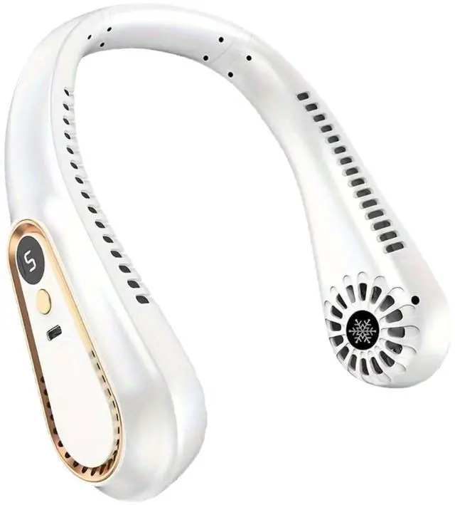 Main image of Portable Neck Fan, Hands-Free Bladeless Upgraded Personal Fan with 4000mAh Battery, Rechargeable Leafless Hanging Sport Fan, USB Powered, 5 Speeds, Headphone Style White