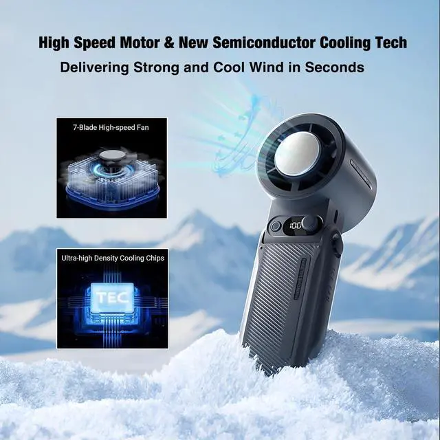 Alt view image 2 of 7 - KIPEPEO Mini Ice Portable Handheld Fan, Pocket Personal Fan with Rechargeable 6000mAh Battery, Long-lasting Work, 199 Speed Wind with High-Speed Motor, for Travel/Work/Indoor/Outdoor