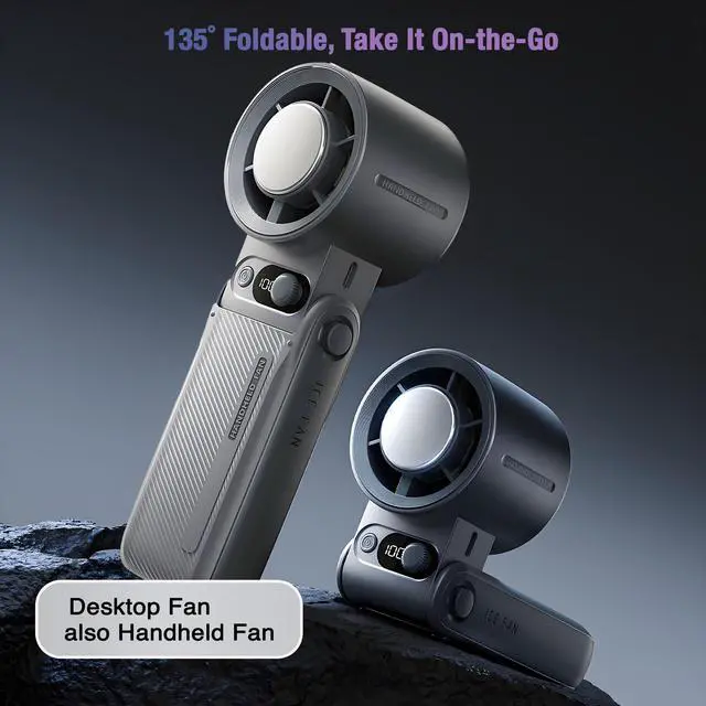 Alt view image 6 of 7 - KIPEPEO Mini Ice Portable Handheld Fan, Pocket Personal Fan with Rechargeable 6000mAh Battery, Long-lasting Work, 199 Speed Wind with High-Speed Motor, for Travel/Work/Indoor/Outdoor