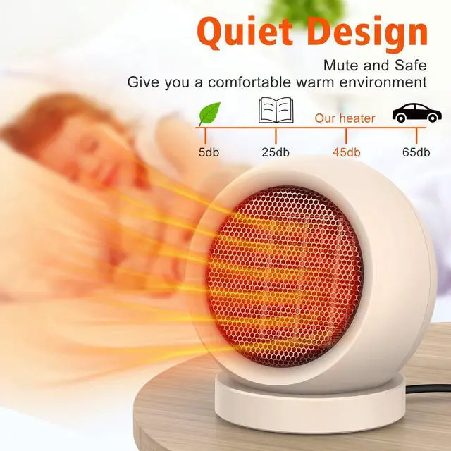 Alt view image 3 of 7 - Space Heater,PTC Ceramic/Portable Electric Desktop Heater High Output Desktop Heater for Home Bedroom Office Desk Indoor Use(Light Brown)