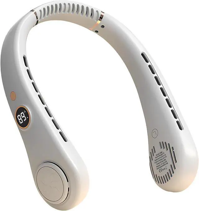 Main image of Portable Neck Fan, Rechargeable Hands-Free Wearable Fan, 5 Speeds, Bladeless & LED Display, Long Use Time, Personal Cooling Fan for Travel, Outdoors, Camping (White)